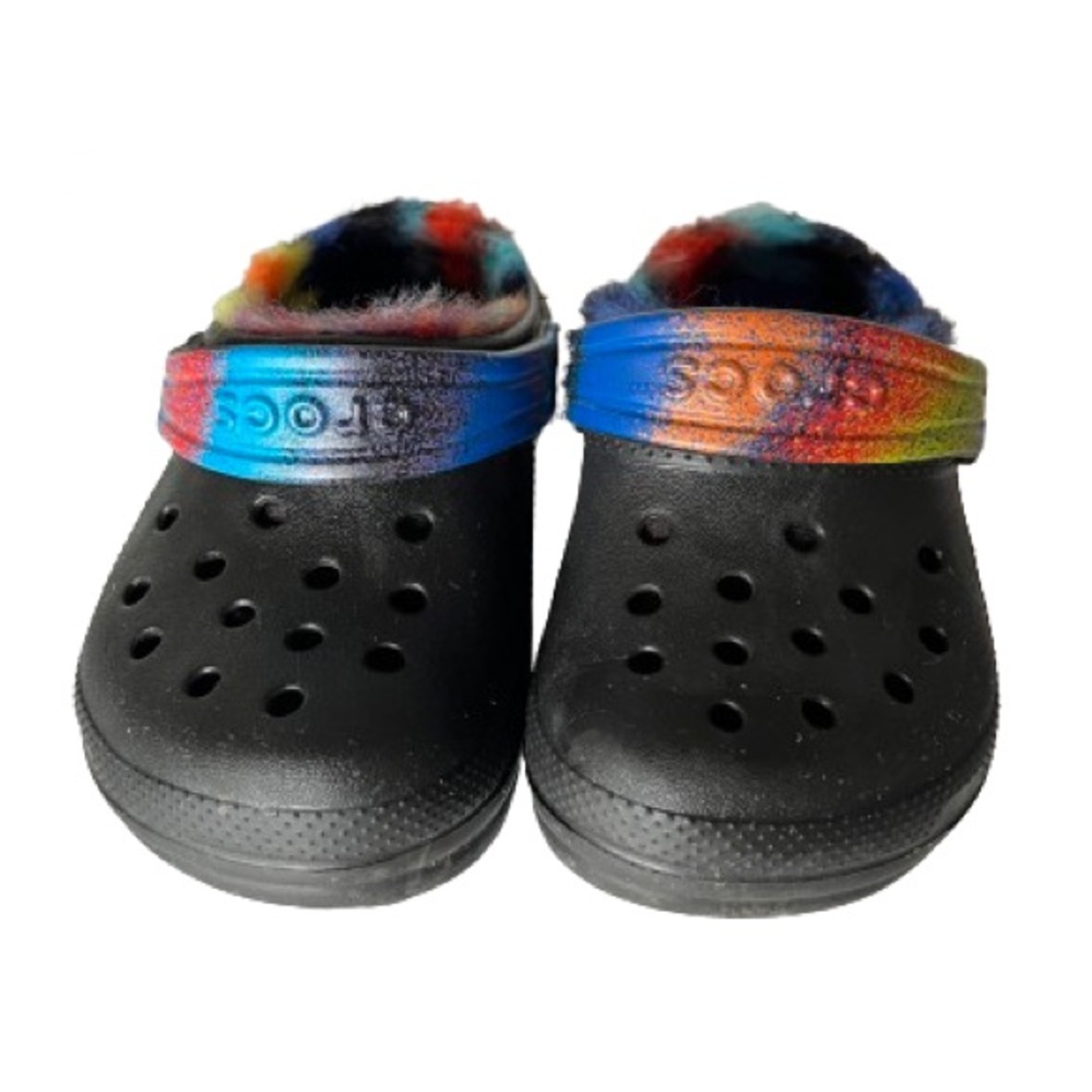 Rainbow Toddler Fuzzy Lined Crocs
